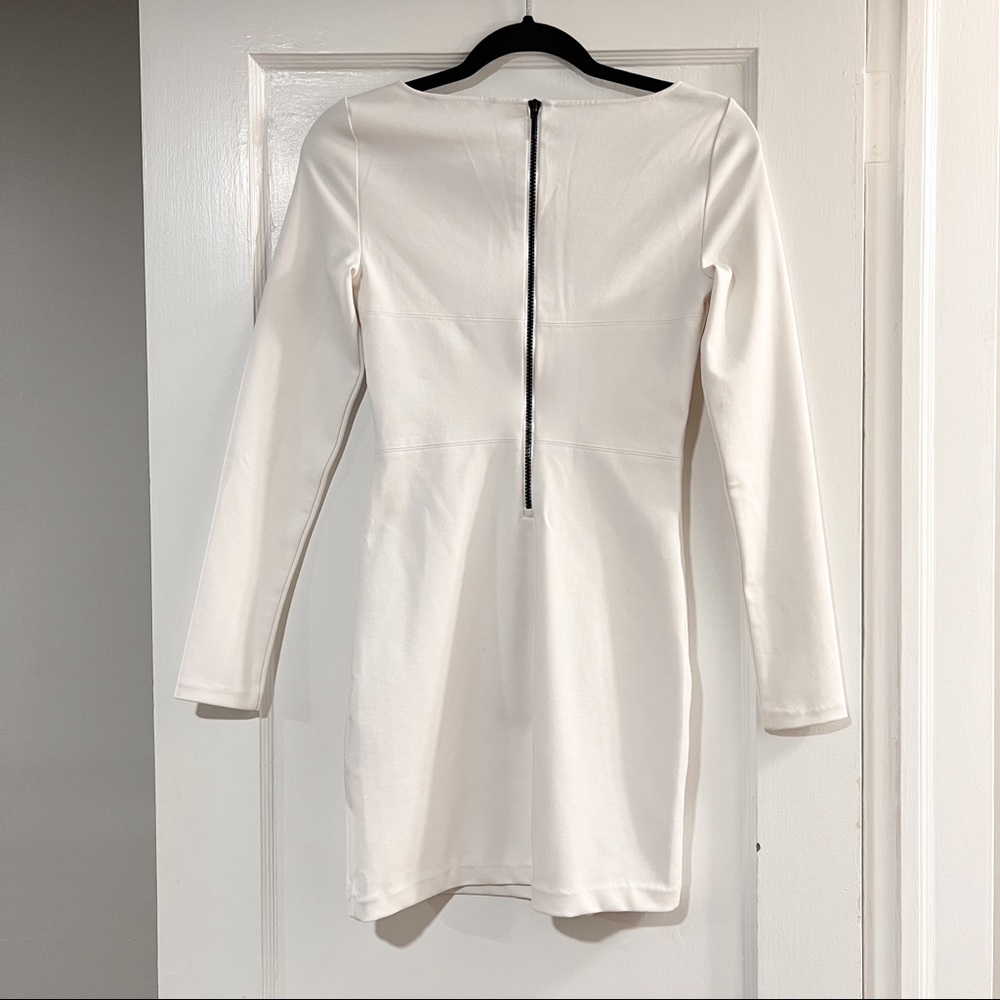 ARMANI EXCHANGE AX Fitted Bodycon Long Sleeve Mini Zip Up Dress Size S - Picture 2 of 7